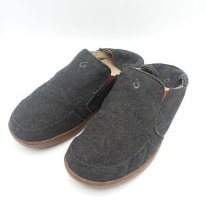 OluKai Nohea Wool Mens Size 10 Charcoal Gray Slip On Loafer‎ Casual Shoes